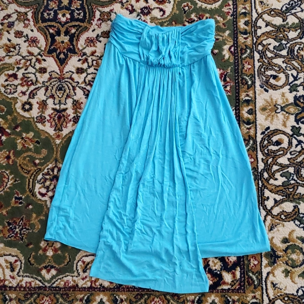 Aqua Blue Strapless Dress/Cover by Rachel Pally